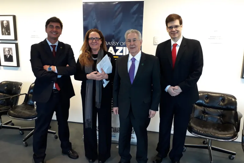 Gomes, Luciana Mancini, Côrte e o pesquisador do SENAI no MIT André Nascimento. Foto: Karina Takemura