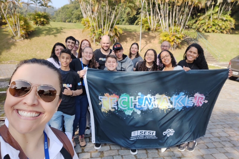 Estudantes de Blumenau no embarque para São Paulo. Foto: Arquivo pessoal