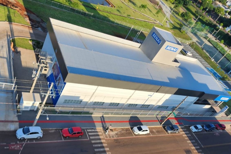 Vista aérea do SENAI de Pinhalzinho; serão 1,2 mil matrículas/ano (Divulgação)